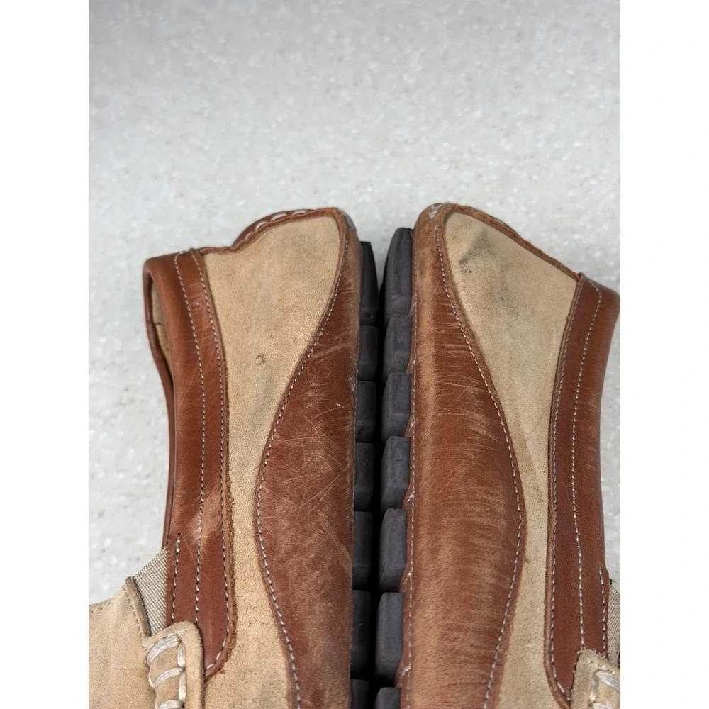 OVERLAND‎ Marco Suede & Leather Moccasin Shoes Khaki Cognac Sz 46 US 12?